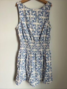 Universal Thread | Cream Dress with Blue Floral Print #F00331634 Size S